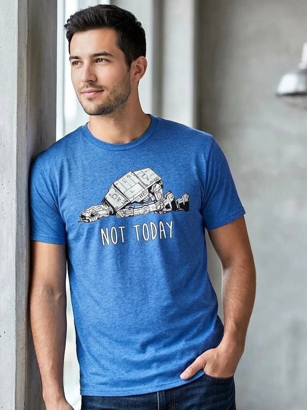 Star Wars Not Today Millennium Falcon T-Shirt Graphic Blue Men's Size Medium
